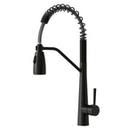 Commercial Dual-Function Pull Down Kitchen Faucet with High Arc Spring Spout SFS-1133-BK - Matte Black