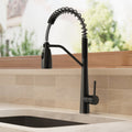 Commercial Dual-Function Pull Down Kitchen Faucet with High Arc Spring Spout SFS-1133-BK - Matte Black