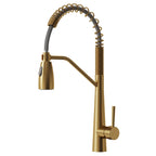 Commercial Dual-Function Pull Down Kitchen Faucet with High Arc Spring Spout SFS-1133-GD - Brushed Gold