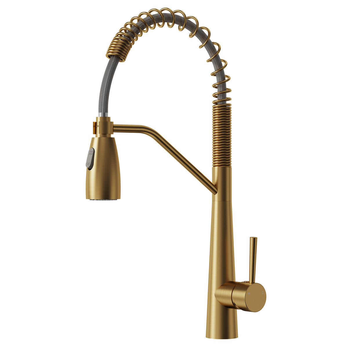 Commercial Dual-Function Pull Down Kitchen Faucet with High Arc Spring Spout SFS-1133-GD - Brushed Gold