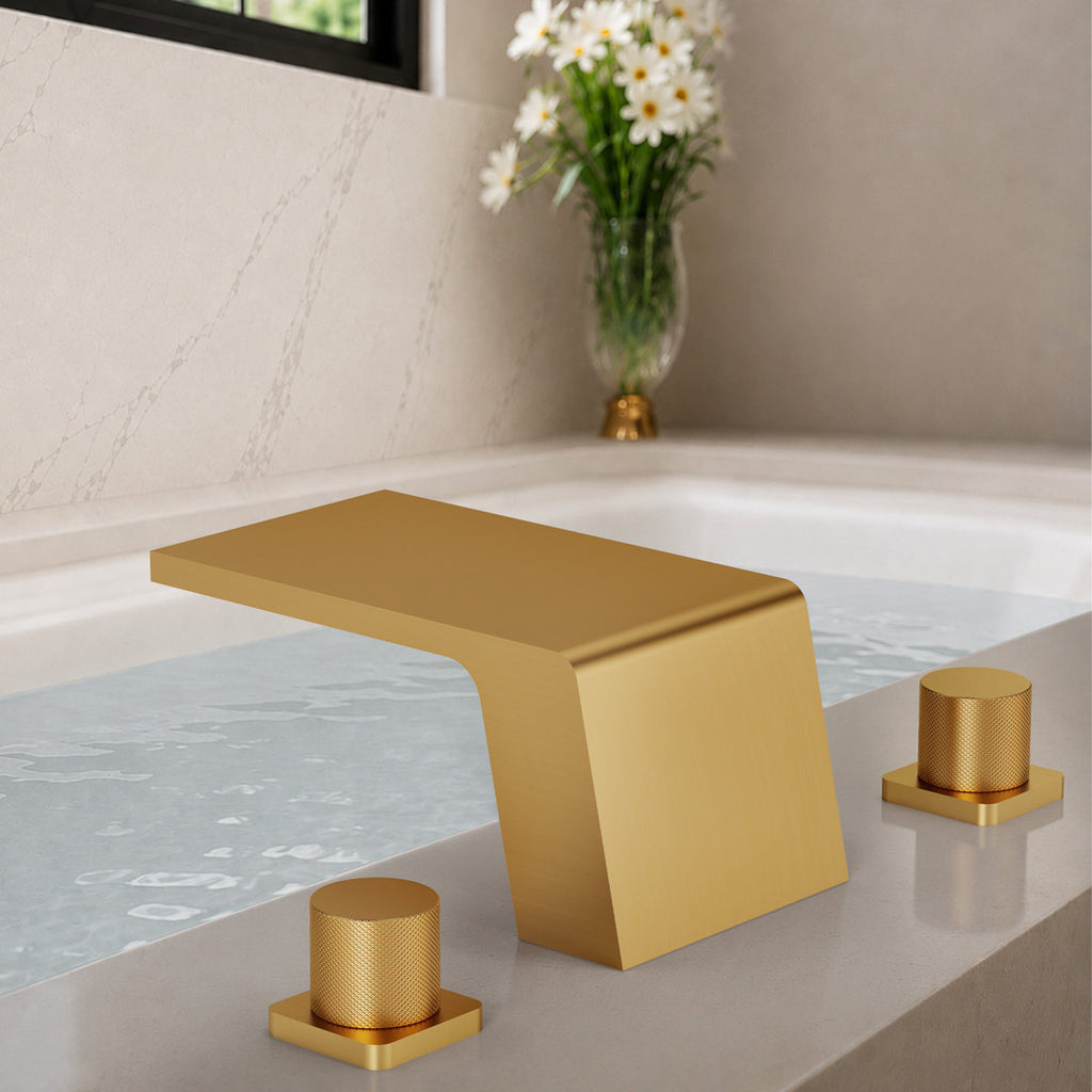 3-Hole Deck Mount Waterfall Roman Tub Faucet SFS-1125-GD - Gold