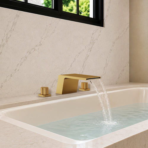 3-Hole Deck Mount Waterfall Roman Tub Faucet SFS-1125-GD - Gold