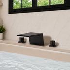 3-Hole Deck Mount Waterfall Roman Tub Faucet SFS-1125-BK - Matte Black