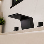 3-Hole Deck Mount Waterfall Roman Tub Faucet SFS-1125-BK - Matte Black