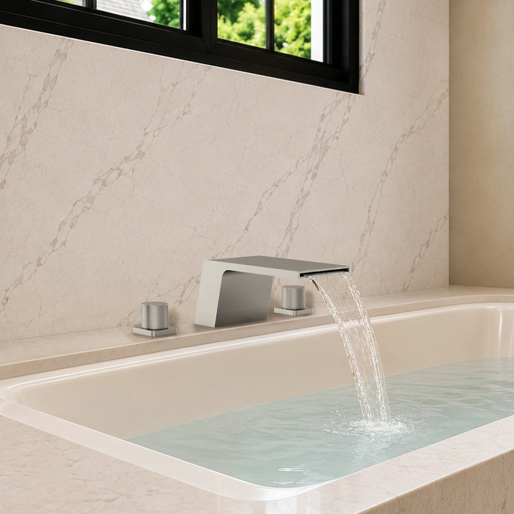 3-Hole Deck Mount Waterfall Roman Tub Faucet SFS-1125-NK - Brushed Nickel