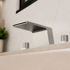 3-Hole Deck Mount Waterfall Roman Tub Faucet SFS-1125-NK - Brushed Nickel