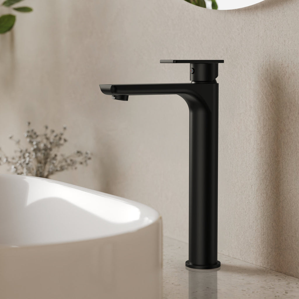 Single Handle Vessel Bathroom Faucet, Single Hole Vessel Bathroom Sink Faucet with Drain Assembly SFS-1121-BK - Matte Black