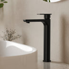 Single Handle Vessel Bathroom Faucet, Single Hole Vessel Bathroom Sink Faucet with Drain Assembly SFS-1121-BK - Matte Black