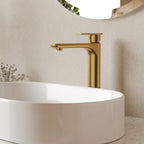 Single Hole Vessel Bathroom Faucet, Single Handle Bathroom Sink Faucet with Drain Assembly SFS-1121-GD - Brushed Gold