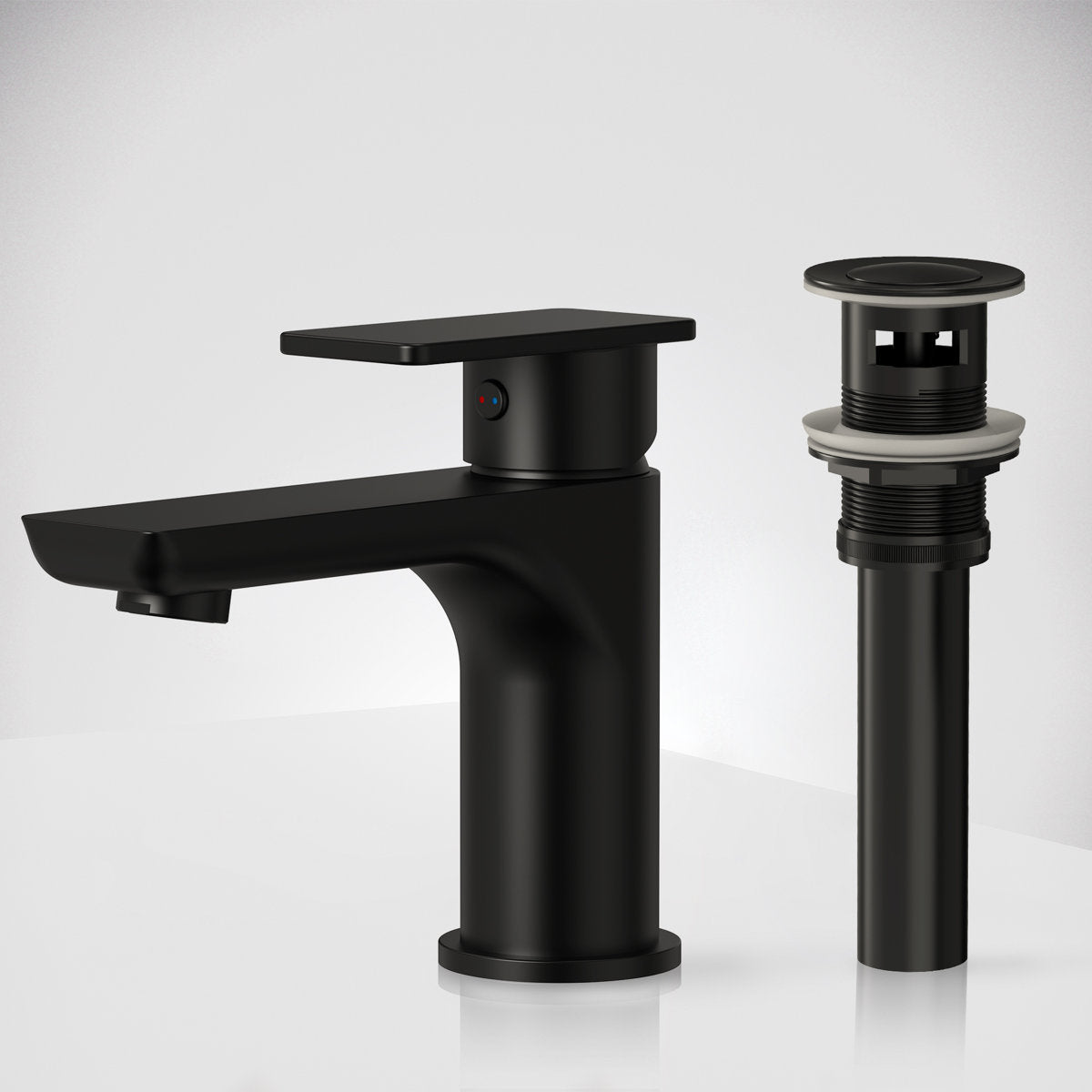 Single Hole Bathroom Faucet with Drain Assembly, Single Handle Bathroom Sink Faucet SFS-1120-BK - Matte Black