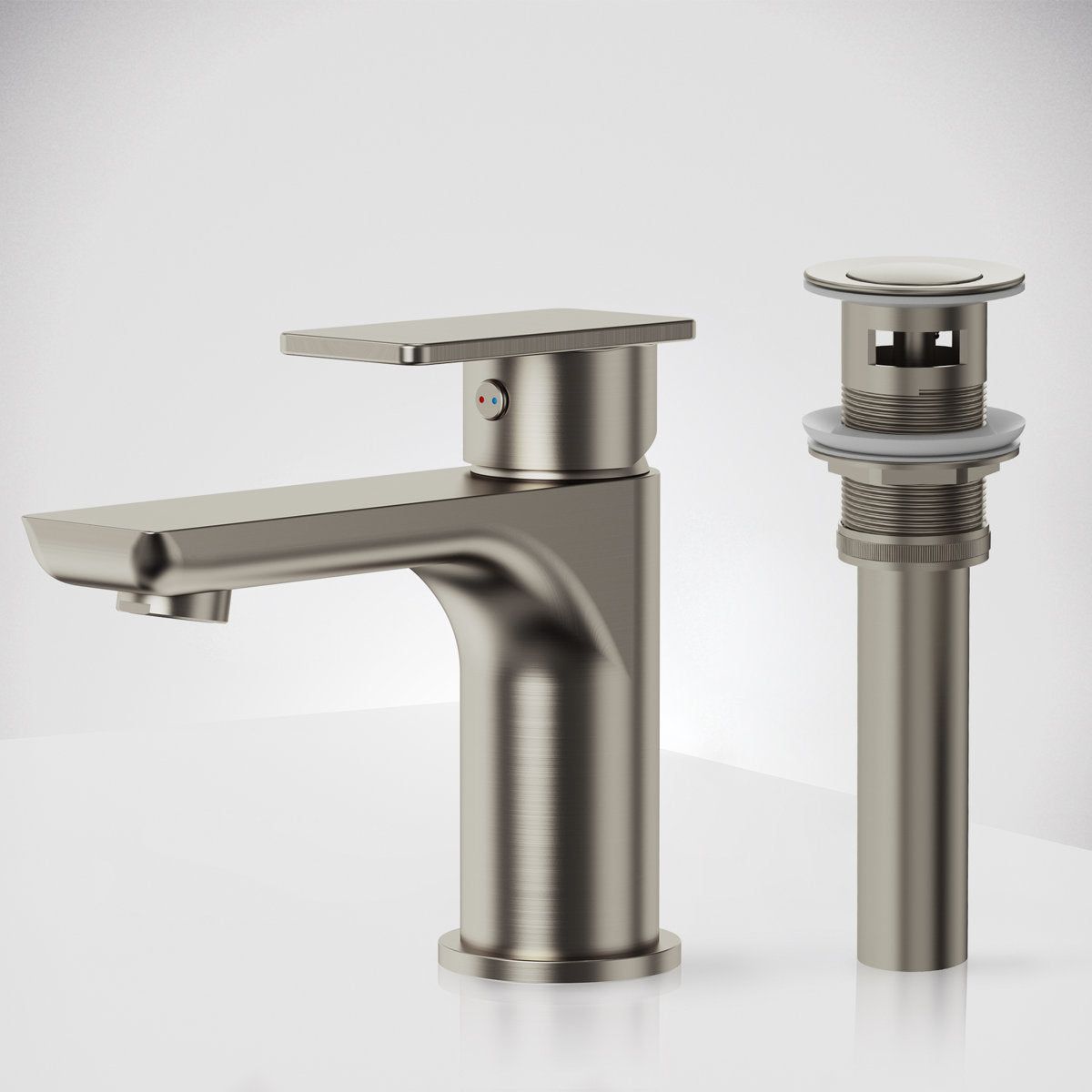 Single Hole Bathroom Faucet with Drain Assembly, Single Handle Bathroom Sink Faucet SFS-1120-NK - Brushed Nickel