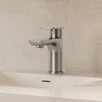 Single Hole Bathroom Faucet with Drain Assembly, Single Handle Bathroom Sink Faucet SFS-1120-NK - Brushed Nickel