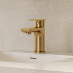 Single Hole Bathroom Faucet with Drain Assembly, Single Handle Bathroom Sink Faucet SFS-1120-GD - Brushed Gold