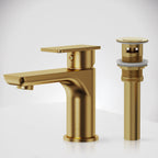 Single Hole Bathroom Faucet with Drain Assembly, Single Handle Bathroom Sink Faucet SFS-1120-GD - Brushed Gold