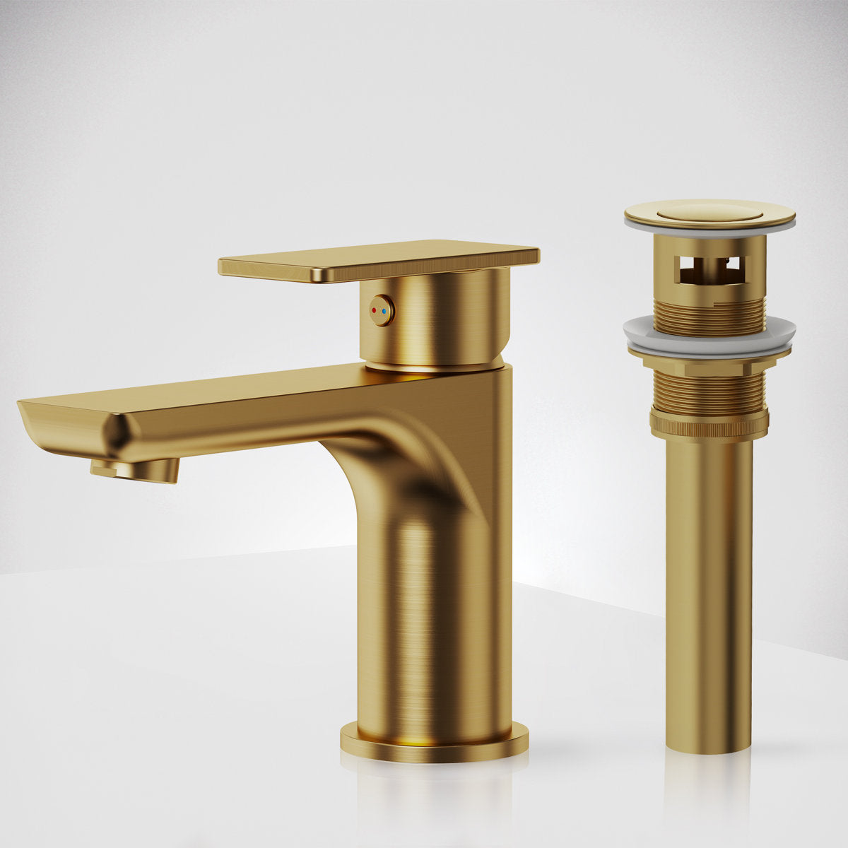 Single Hole Bathroom Faucet with Drain Assembly, Single Handle Bathroom Sink Faucet SFS-1120-GD - Brushed Gold