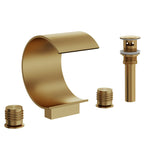 Widespread Bathroom Faucet 3 Hole, 2-handle Bathroom Sink Faucet with Drain Assembly SFS-1152-GD - Brushed Gold