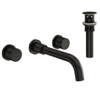 Wall Mounted Bathroom Faucet 3 Hole,2-Handle Bathroom Sink Faucet with Drain Assembly, Matte Black SFS-1150-BK - Matte Black