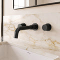 Wall Mounted Bathroom Faucet 3 Hole,2-Handle Bathroom Sink Faucet with Drain Assembly, Matte Black SFS-1150-BK - Matte Black