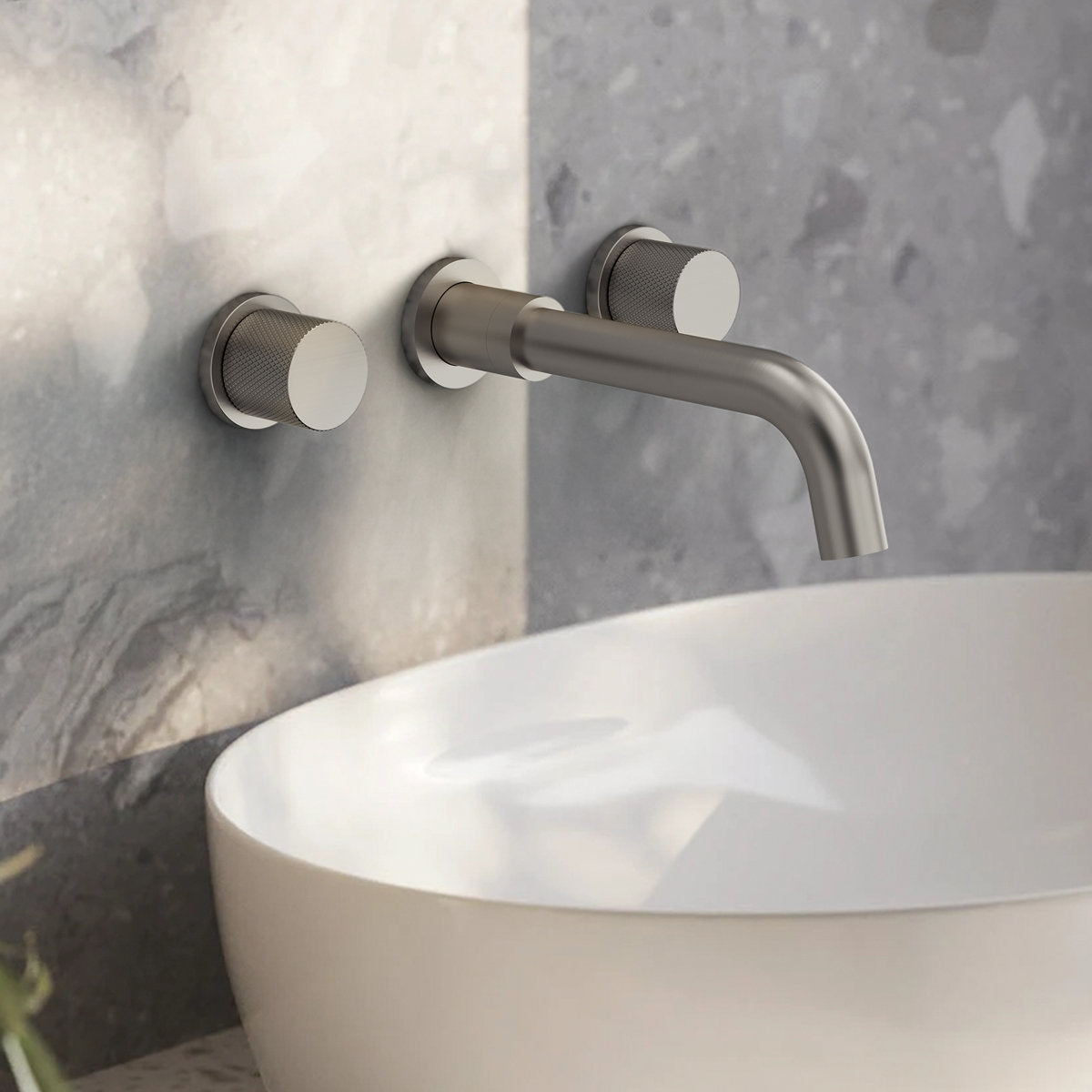 Wall Mounted Bathroom Faucet 3 Hole,2-Handle Bathroom Sink Faucet with Drain Assembly, Brushed Nickel SFS-1150-NK - Brushed Nickel