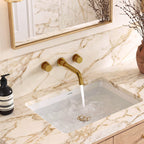 Wall Mounted Bathroom Faucet 3 Hole,2-Handle Bathroom Sink Faucet with Drain Assembly, Brushed Gold SFS-1150-GD - Brushed Gold