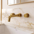 Wall Mounted Bathroom Faucet 3 Hole,2-Handle Bathroom Sink Faucet with Drain Assembly, Brushed Gold SFS-1150-GD - Brushed Gold