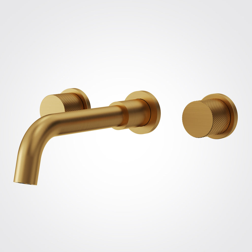 Wall Mounted Bathroom Faucet 3 Hole,2-Handle Bathroom Sink Faucet with Drain Assembly, Brushed Gold SFS-1150-GD - Brushed Gold