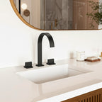 Widespread Bathroom Faucet 3 Hole, 2-handle Bathroom Sink Faucet with Drain Assembly SFS-1151-BK - Matte Black