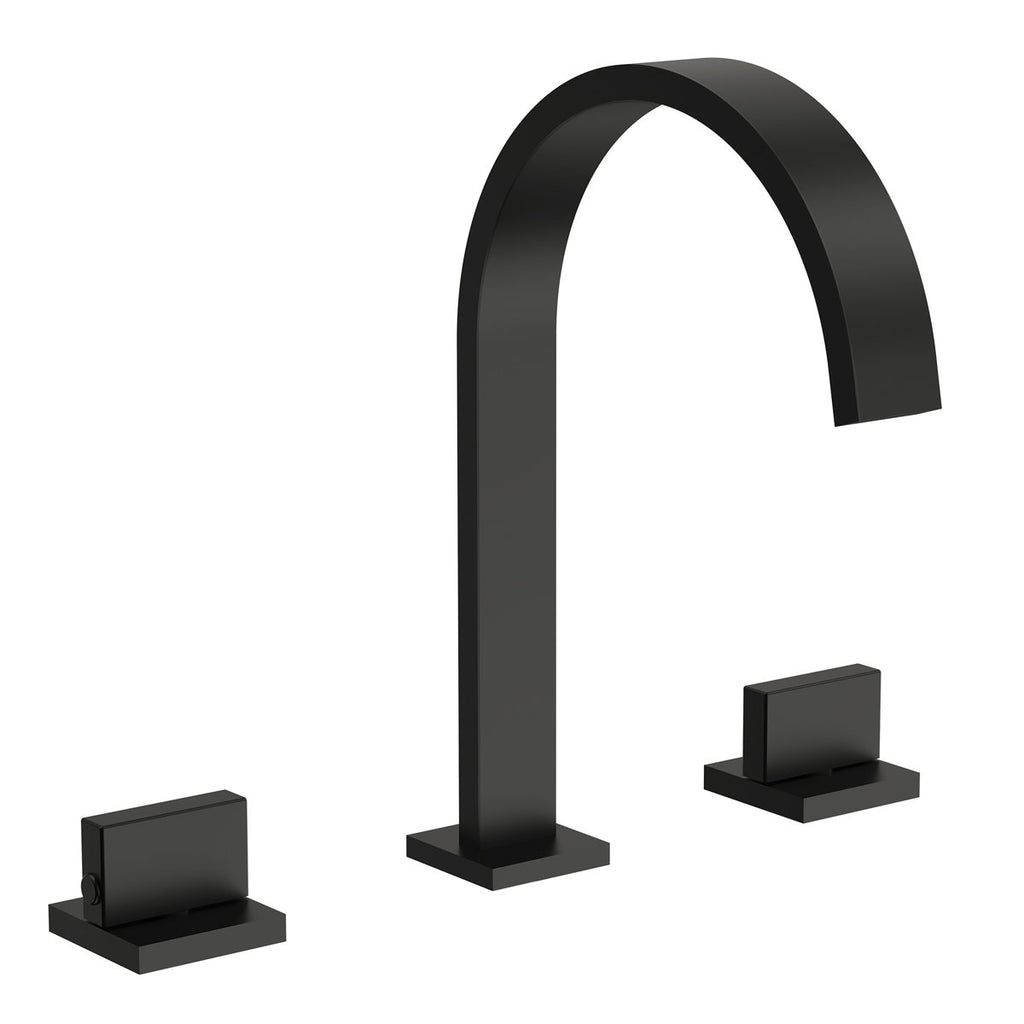 Widespread Bathroom Faucet 3 Hole, 2-handle Bathroom Sink Faucet with Drain Assembly SFS-1151-BK - Matte Black
