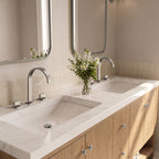 Widespread Bathroom Faucet 3 Hole, 2-handle Bathroom Sink Faucet with Drain Assembly SFS-1151-NK - Brushed Nickel