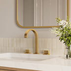 Widespread Bathroom Faucet 3 Hole, 2-handle Bathroom Sink Faucet with Drain Assembly SFS-1151-GD - Brushed Gold