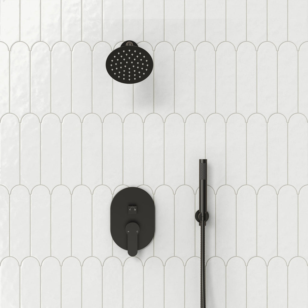 Pressure-Balanced Shower System, 6-Inch Rainfall Shower Faucet with Rough-in Valve SFS-1162-BK - Matte Black