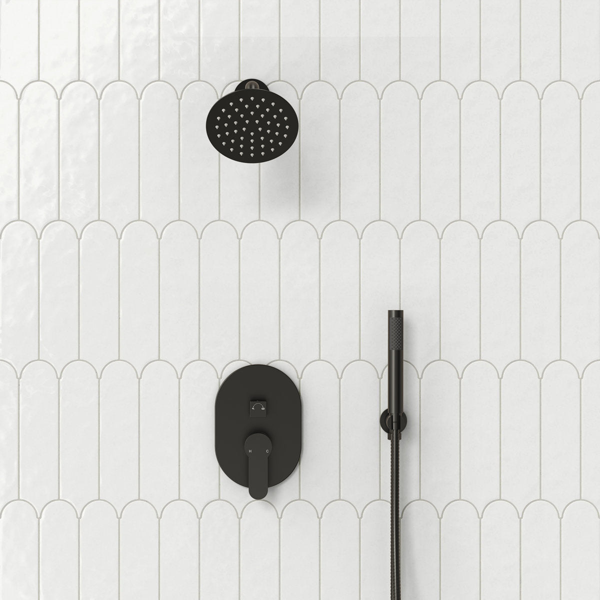 Pressure-Balanced Shower System, 6-Inch Rainfall Shower Faucet with Rough-in Valve SFS-1162-BK - Matte Black