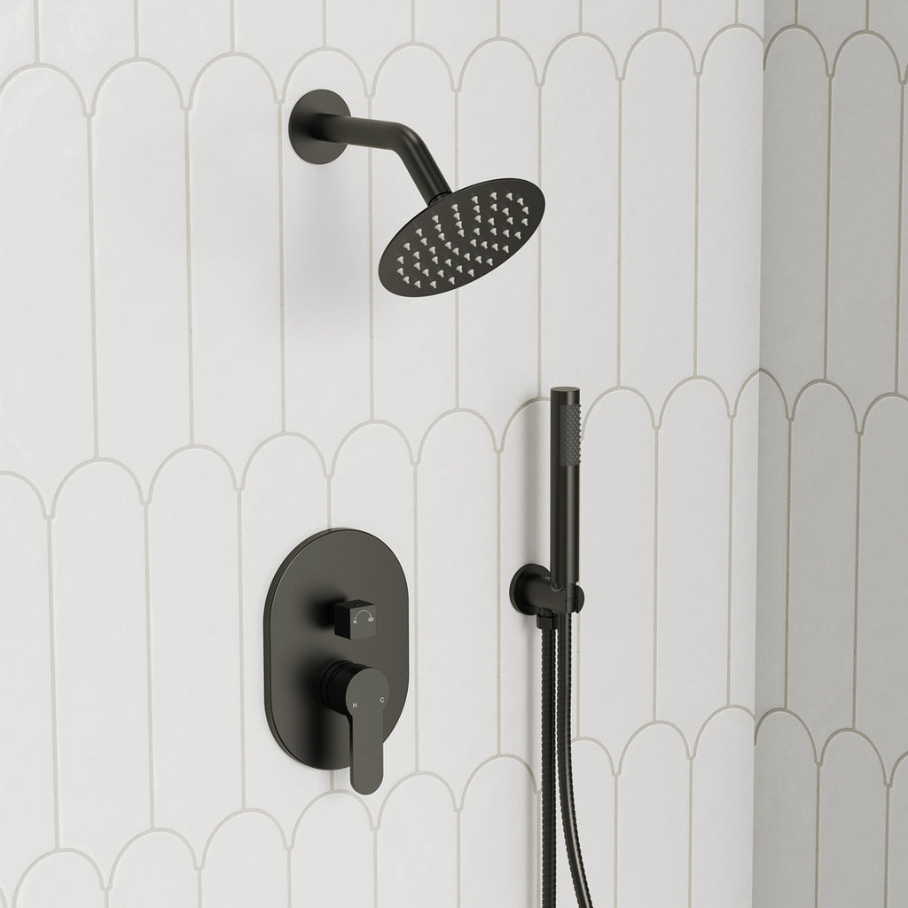 Pressure-Balanced Shower System, 6-Inch Rainfall Shower Faucet with Rough-in Valve SFS-1162-BK - Matte Black