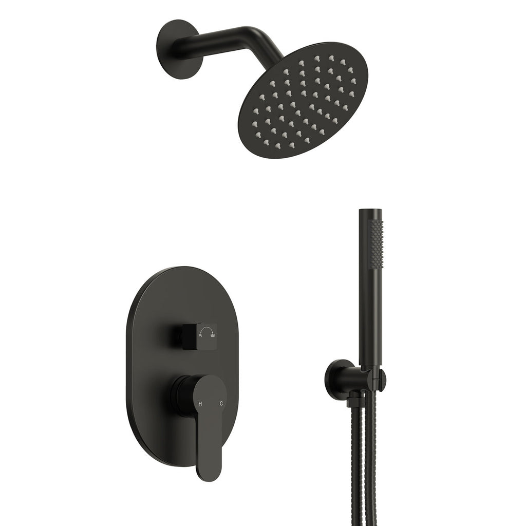 Pressure-Balanced Shower System, 6-Inch Rainfall Shower Faucet with Rough-in Valve SFS-1162-BK - Matte Black