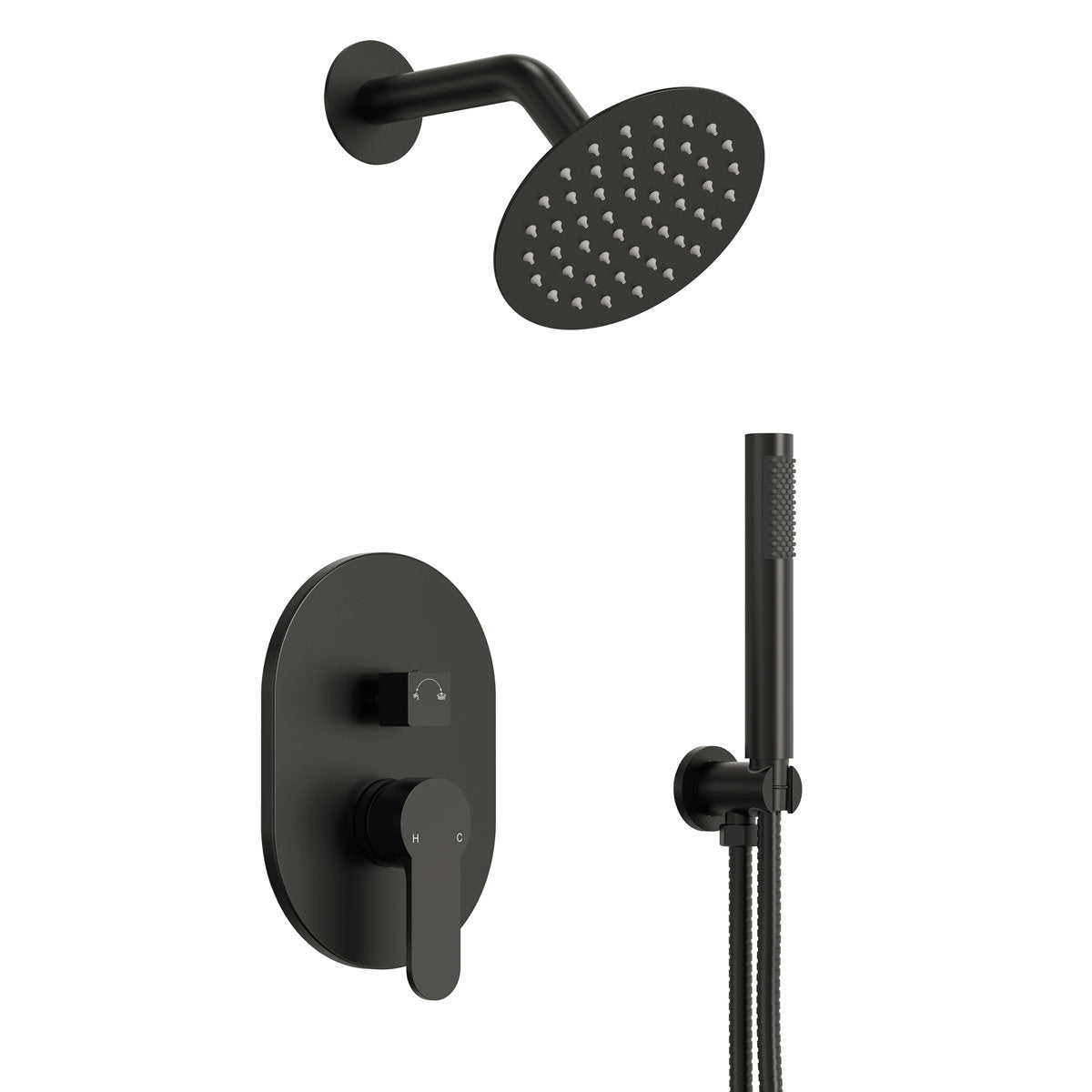 Pressure-Balanced Shower System, 6-Inch Rainfall Shower Faucet with Rough-in Valve SFS-1162-BK - Matte Black