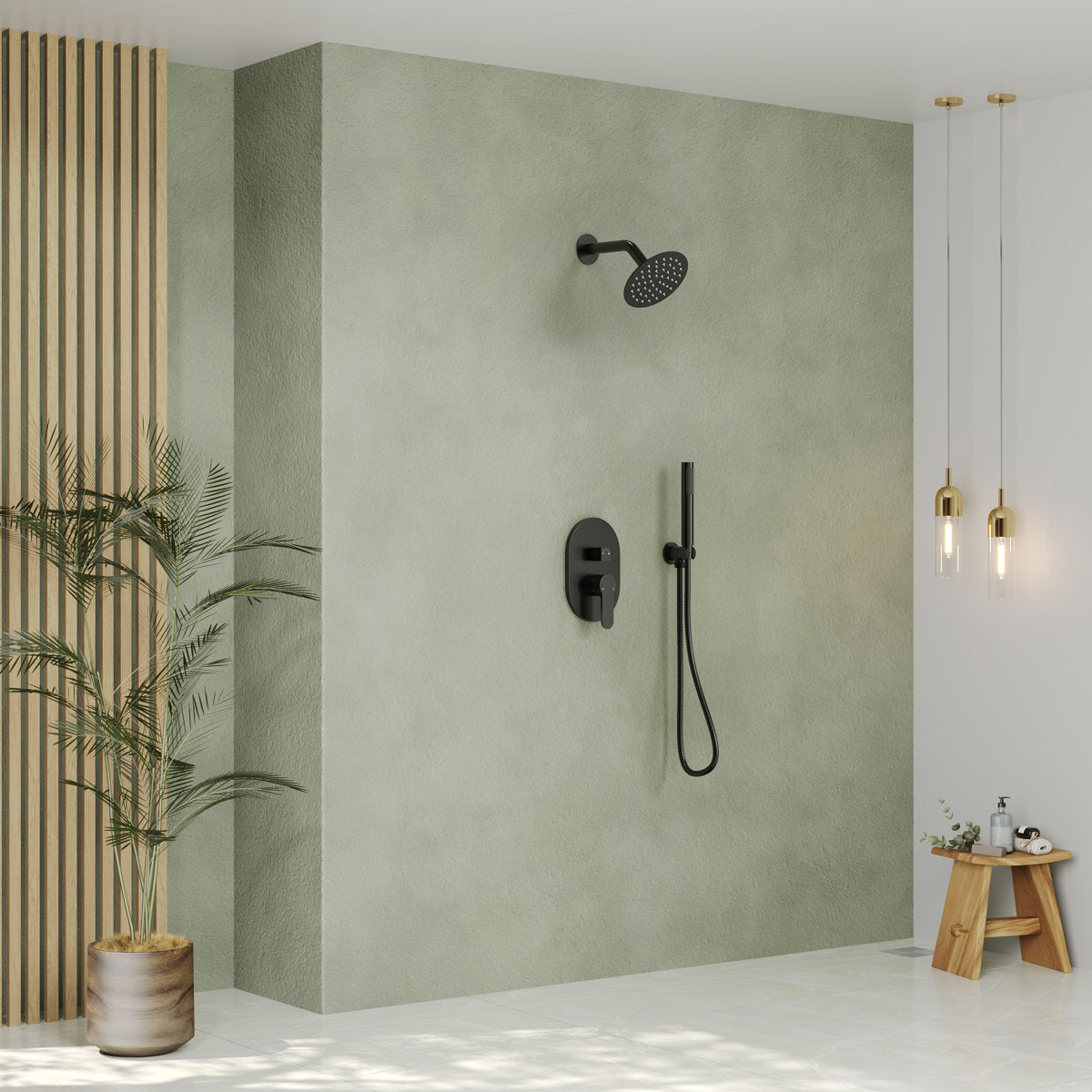 Pressure-Balanced Shower System, 6-Inch Rainfall Shower Faucet with Rough-in Valve SFS-1162-BK - Matte Black