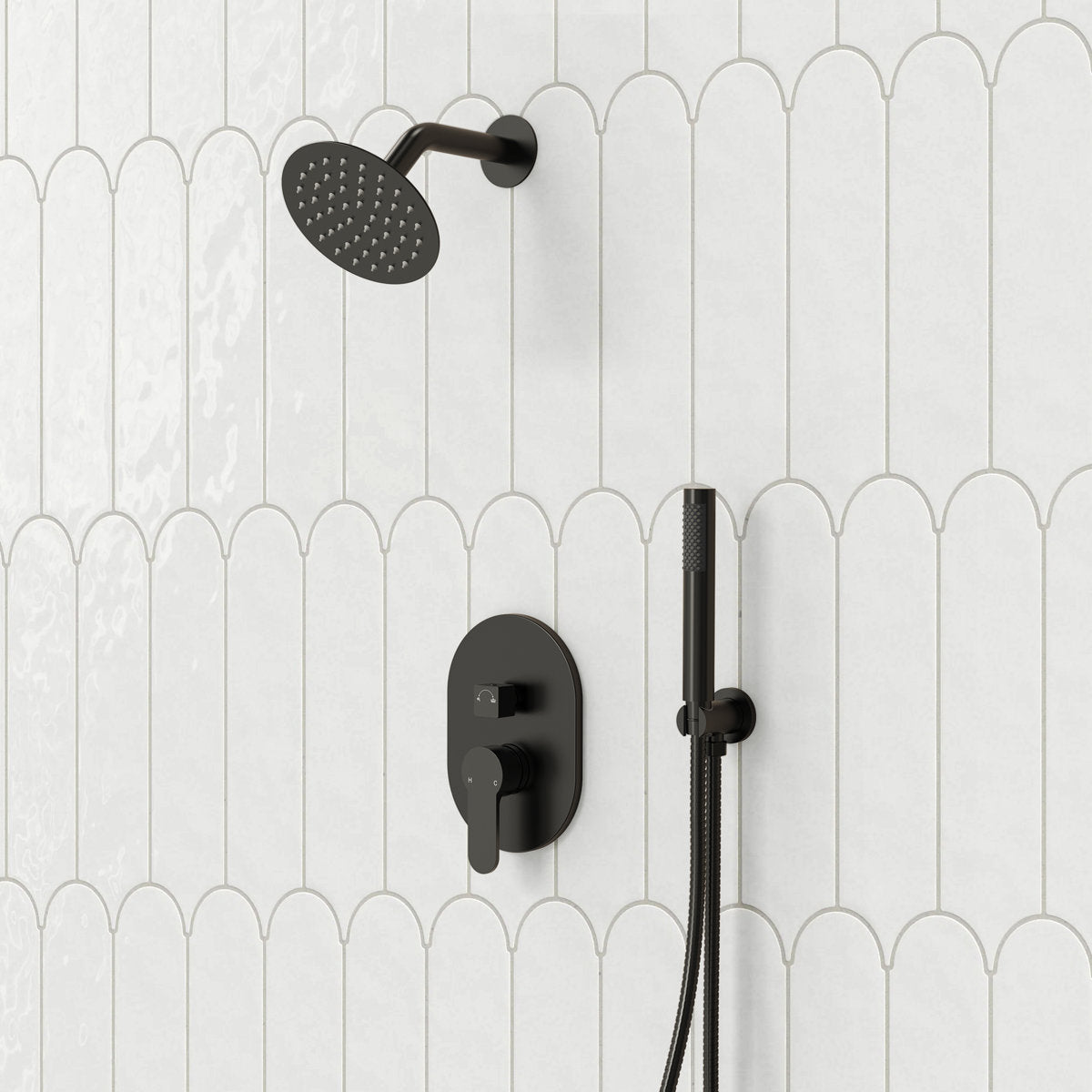 Pressure-Balanced Shower System, 6-Inch Rainfall Shower Faucet with Rough-in Valve SFS-1162-BK - Matte Black