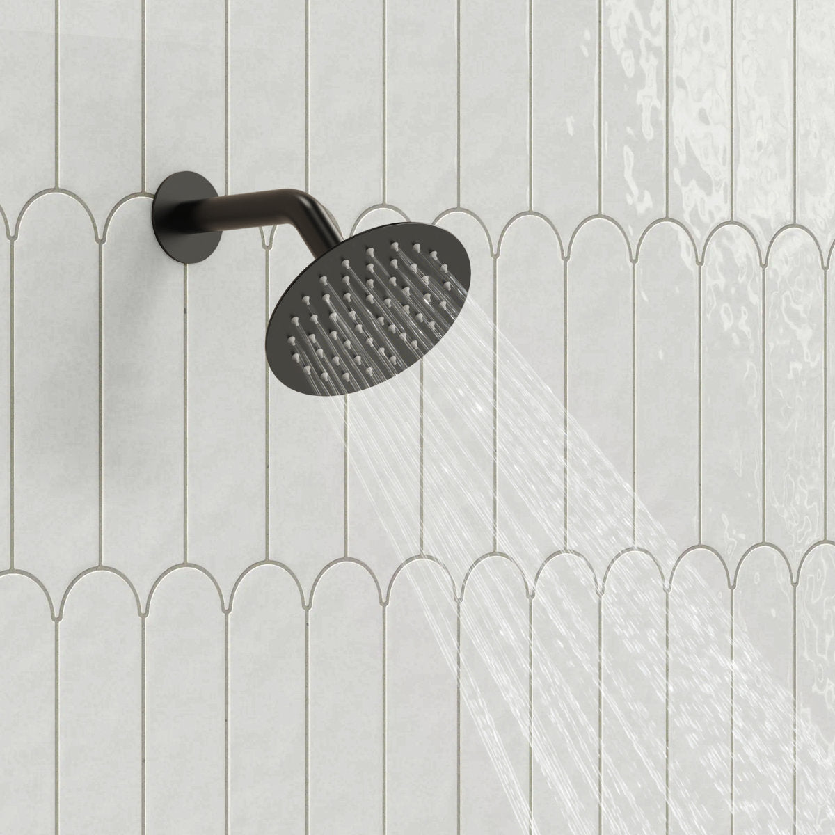 Pressure-Balanced Shower System, 6-Inch Rainfall Shower Faucet with Rough-in Valve SFS-1162-BK - Matte Black