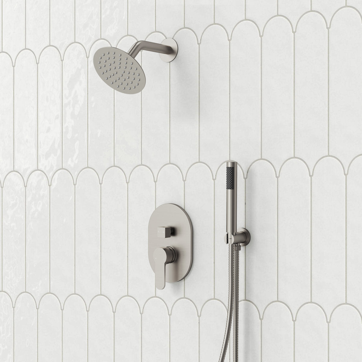 Pressure-Balanced Shower System, 6-Inch Rainfall Shower Faucet with Rough-in Valve SFS-1162-NK - Brushed Nickel