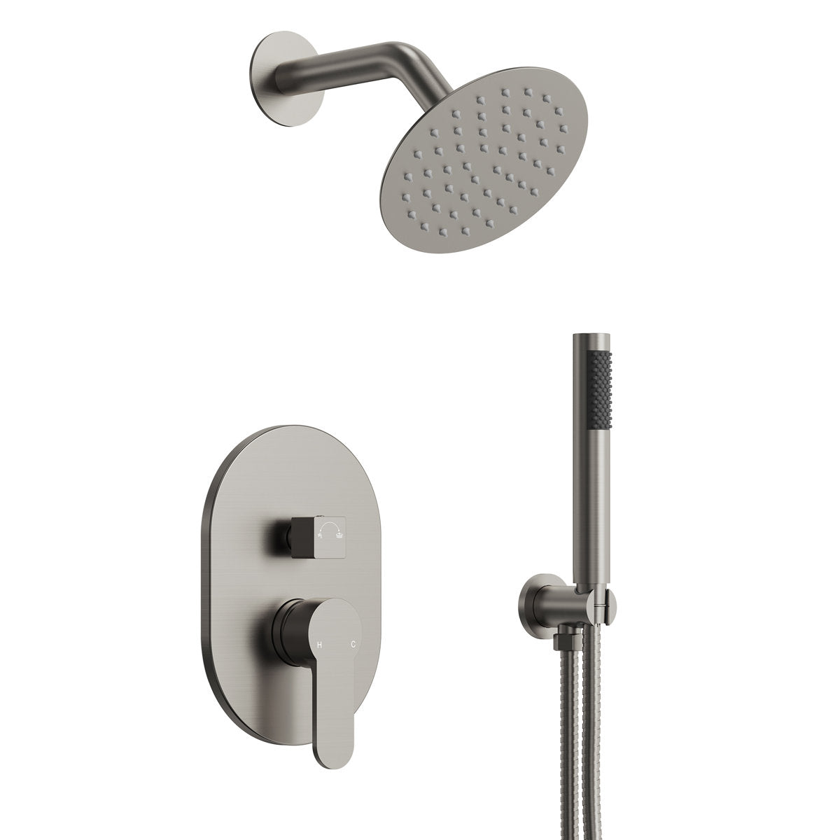 Pressure-Balanced Shower System, 6-Inch Rainfall Shower Faucet with Rough-in Valve SFS-1162-NK - Brushed Nickel