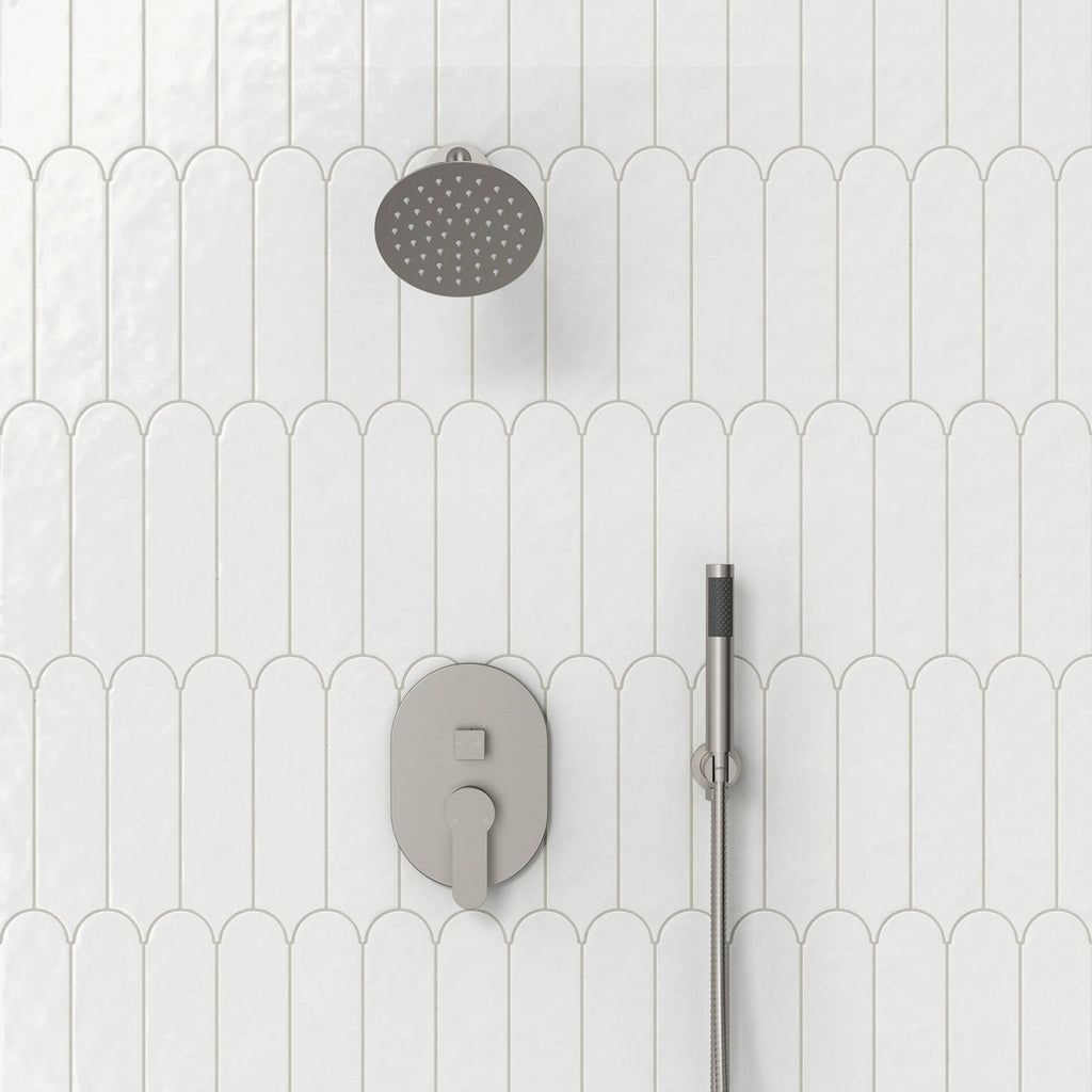 Pressure-Balanced Shower System, 6-Inch Rainfall Shower Faucet with Rough-in Valve SFS-1162-NK - Brushed Nickel