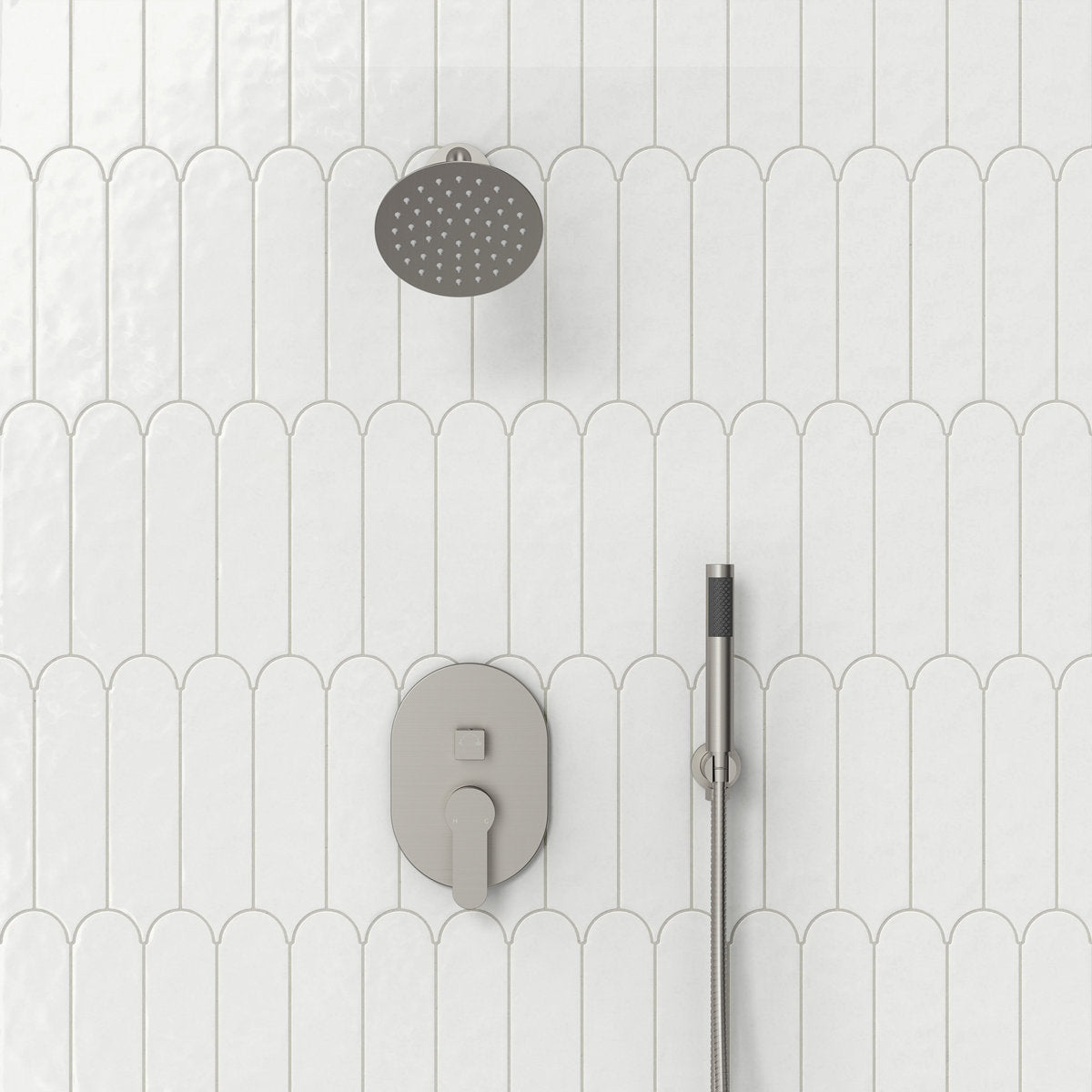 Pressure-Balanced Shower System, 6-Inch Rainfall Shower Faucet with Rough-in Valve SFS-1162-NK - Brushed Nickel