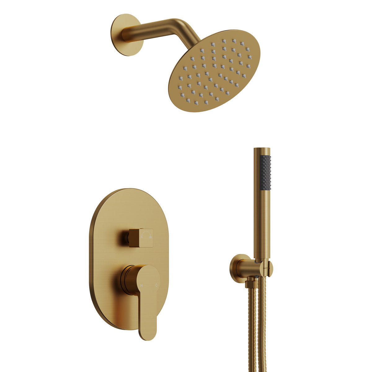 Pressure-Balanced Shower System, 6-Inch Rainfall Shower Faucet with Rough-in Valve SFS-1162-GD - Brushed Gold
