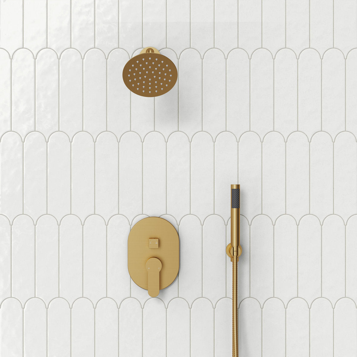 Pressure-Balanced Shower System, 6-Inch Rainfall Shower Faucet with Rough-in Valve SFS-1162-GD - Brushed Gold