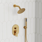 Pressure-Balanced Shower System, 6-Inch Rainfall Shower Faucet with Rough-in Valve SFS-1162-GD - Brushed Gold