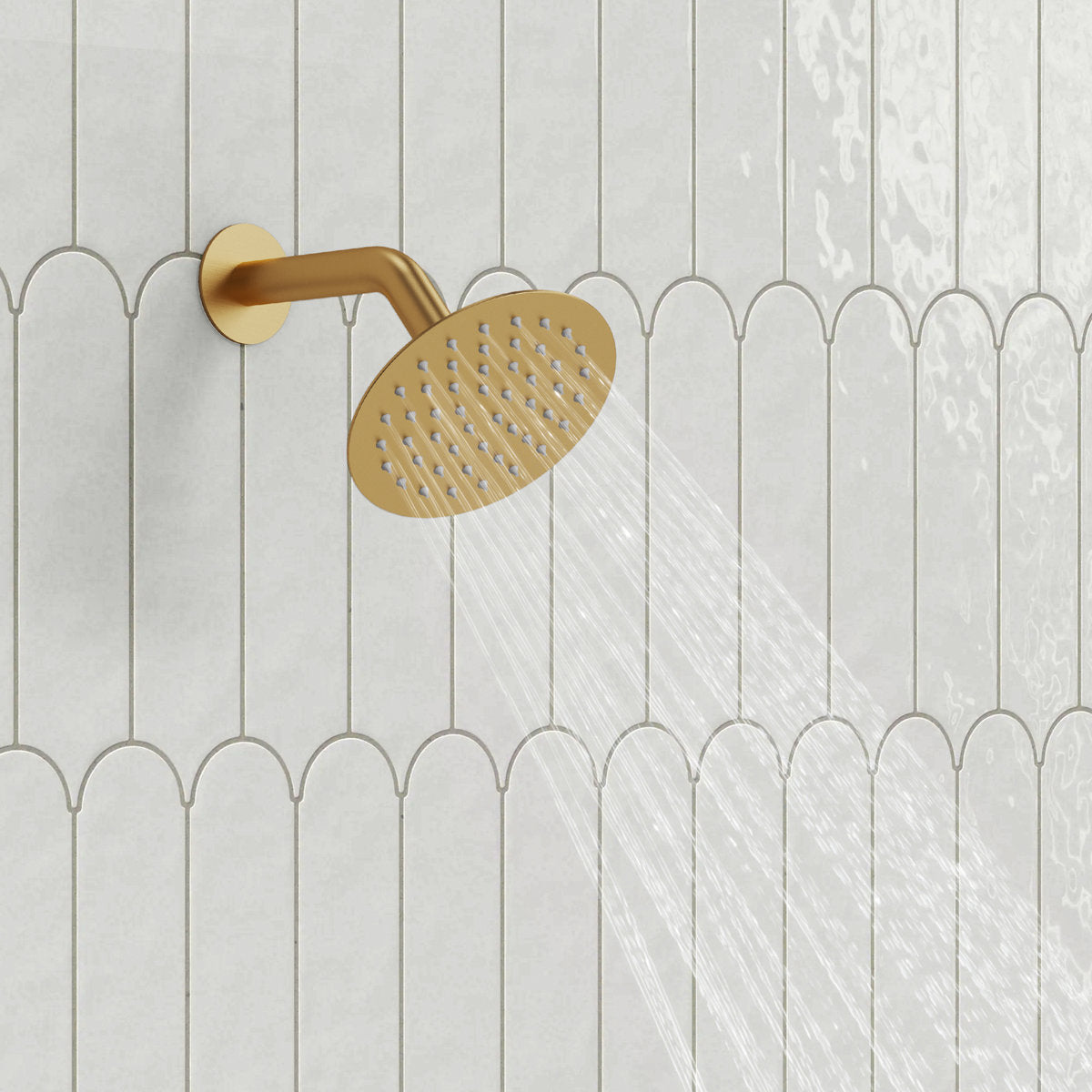 Pressure-Balanced Shower System, 6-Inch Rainfall Shower Faucet with Rough-in Valve SFS-1162-GD - Brushed Gold