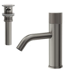 Single Hole Bathroom Faucet,Knob Single Handle Bathroom Sink Faucet with Drain Assembly SFS-1166-NK - Brushed Nickel