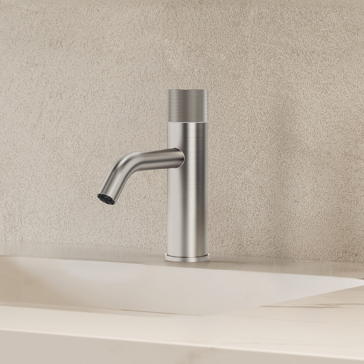 Single Hole Bathroom Faucet,Knob Single Handle Bathroom Sink Faucet with Drain Assembly SFS-1166-NK - Brushed Nickel