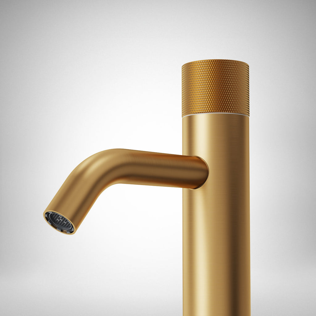 Single Hole Bathroom Faucet,Knob Single Handle Bathroom Sink Faucet with Drain Assembly SFS-1166-GD - Brushed Gold