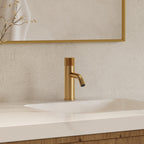Single Hole Bathroom Faucet,Knob Single Handle Bathroom Sink Faucet with Drain Assembly SFS-1166-GD - Brushed Gold